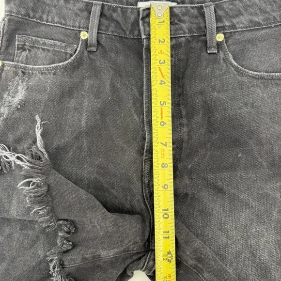 Good American Black Distressed High Rise Cutoff Denim Shorts Size 4/27 - Picture 7 of 8